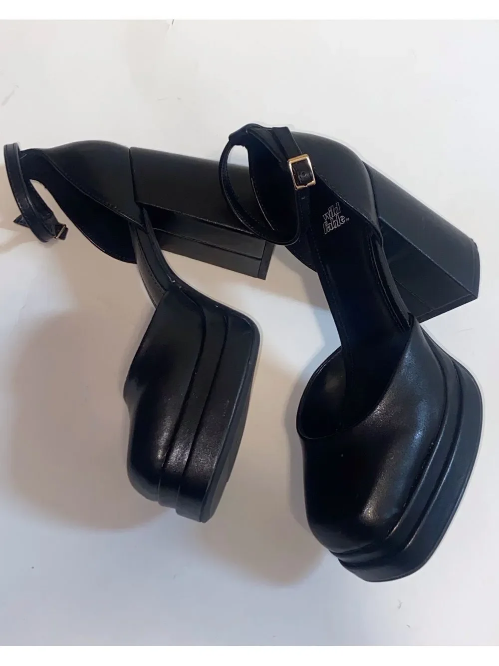Wild Fable Black Platform Ankle-Strap Block Heels Size 6.5